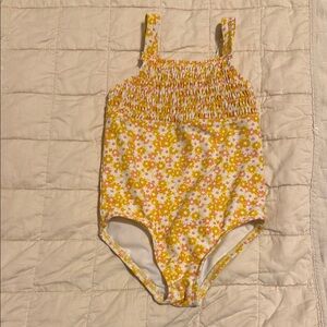Yellow and White Floral Swimsuit